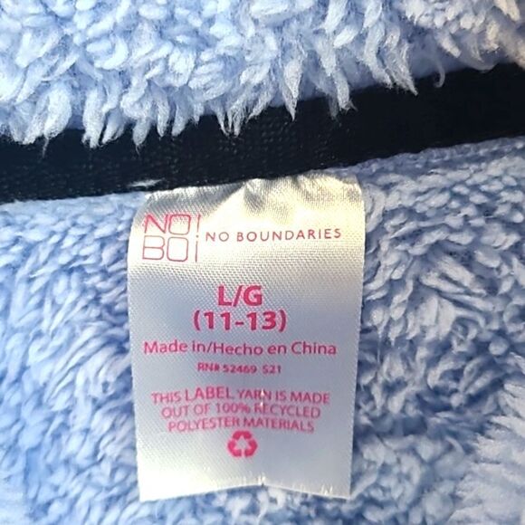No Boundaries Blue Turtleneck Sherpa Jacket Handwarmers Sz L(11-13) Juniors NWOT - Picture 9 of 10